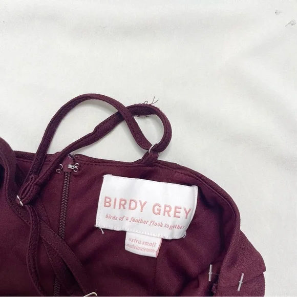 Birdy Grey Ash Crepe Cabernet Drape Cowl Neck Maroon Burgundy Maxi Dress XS - Picture 6 of 8